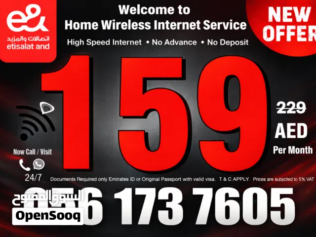 159AED etisalat wireless internet service Wi-Fi Connections etisalat home Internet service
