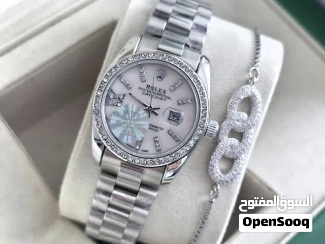 ساعة رولكس مع أسوارة زيركون سحب – أناقة لا تُقاوم بلمسة ساحرة
