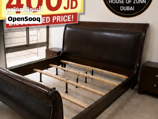 Luxury ZUNN King Bed – 100% Genuine Leather & Oak Wood – Original Pakistani Manufacture