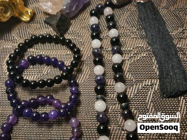 مسبحة تبت أصلي وسوار تبت/ مسبحة اونيكس وأماتيست وروز كوارتز