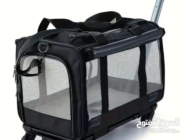 Pet bag trolley حقيبة مع عجلات للكلاب الصغيرة والقطط لون اسود مع عجلات