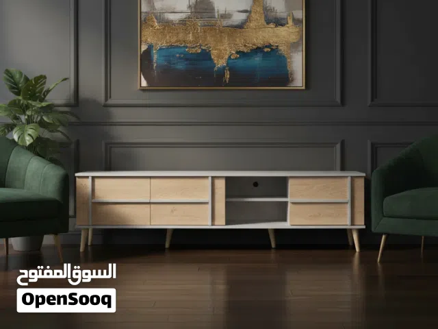 طاولة تلفزيون عصرية خشبية بتصميم رمادي أنيق - TV 162