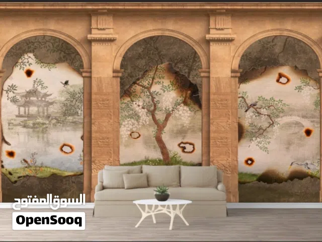 توريد وتركيب ورق جدران وتفصيل مناظر ثرى دى وبديل رخام وشيبورد