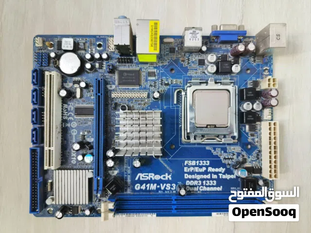 بورد g41 + معالج core 2 duo + مروحة المعالج