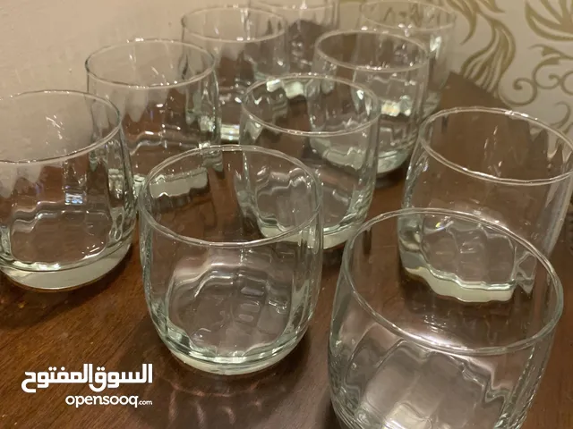طقم أكواب زجاج فاخر - للماء x 10 + للعصير الأكواب حلى x 10 - شبه جديد