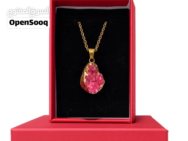 Raw Pink Druzy Crystal Pendant Necklace