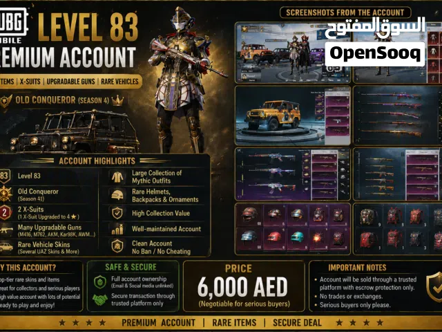 PUBG MOBILE Premium Account – Level 83 – Rare X-Suits & Upgraded Guns