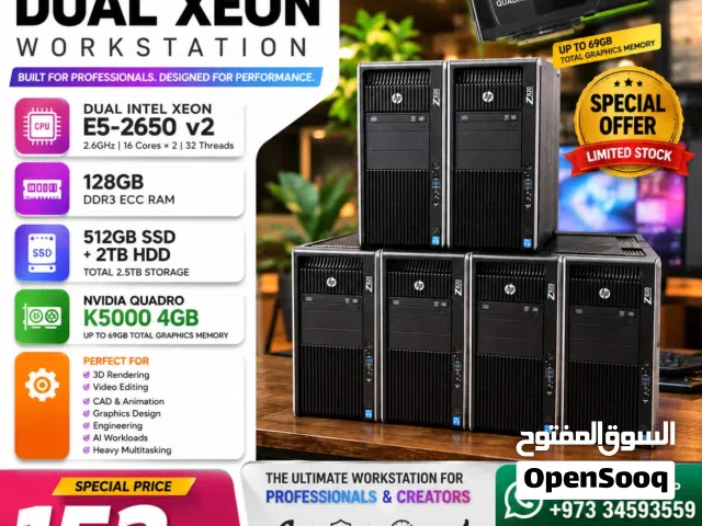 HP Workstation Xeox PC with 2 Processor 32 Core's 128GB RAM SSD 512GB NVidia 4GB Graphic Upto 69GB