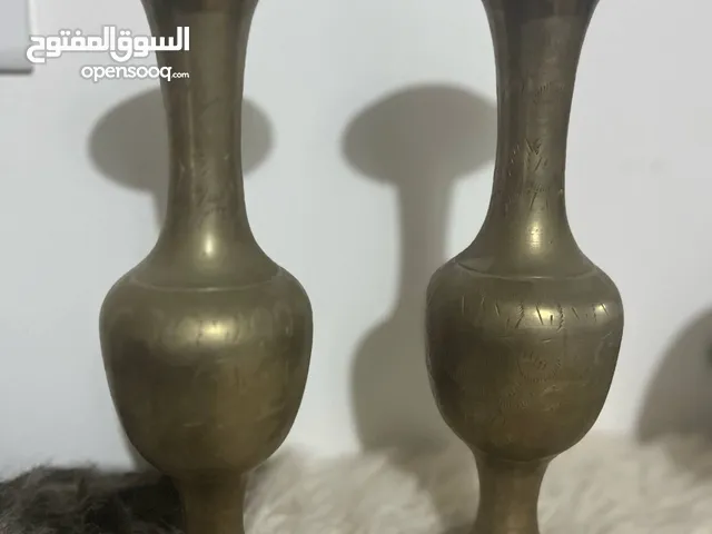 مزهريتين نحاس سكب مشغول يدوي منقوشات نقش ابره تصميم ومشغول جميل