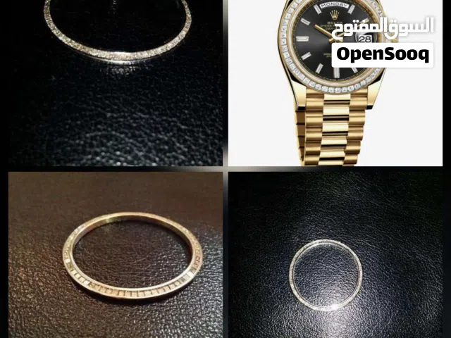 طوق ساعه رولكس من الذهب والاماس طلبيه خاصه مقاس الطوق (36 )     احجار الماس كبيره مستطيله القطع
