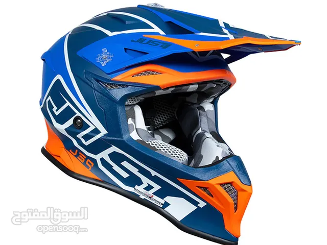 JUST1 Motorcycle Motocross Helmet J39, Thruster White Fluo Orange Blue