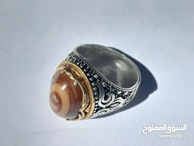 خاتم فضة 925 حجر سليماني مختوم بختم الصائغ صياغة إيرانية
