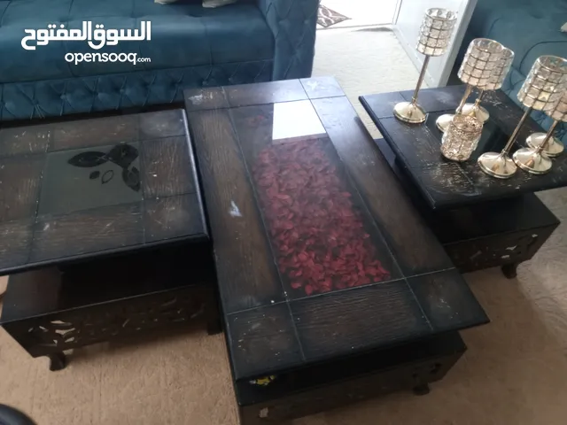 طاولات غرفة ضيوف لون بني 3 طاولات