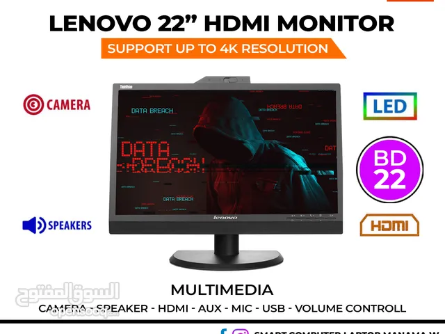 LENOVO 22" FHD Monitor - HDMI - Camera - LED - Speaker - Multimedia Support Up To 4K