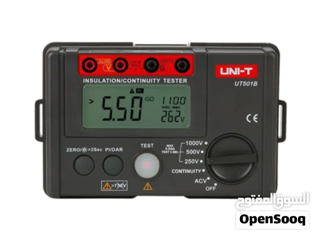 يتوفر لدينا جهاز مقاومة العزل   (ميجر)    يقوم بحساب المقاومة التلقائية  يحتوي على شاشة LCD