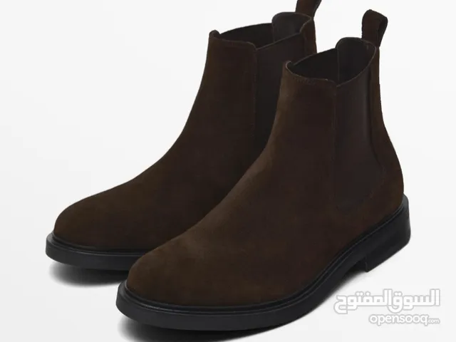 massimo dutti original brown suede men boots used size 43  شوز ماسيمو اصلي