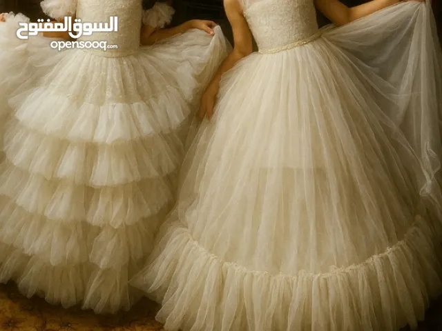 فستان بناتي ابيض ع سكري فخم وراااقي