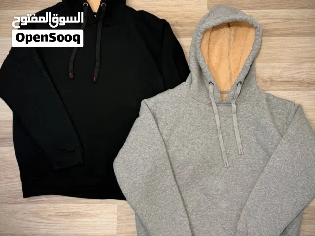 هودي مبطن فرو درجه اولى ساده بلون اسود خامه قطنيه 3 خيط صناعه صينيه مثاليه لفصل الشتاء