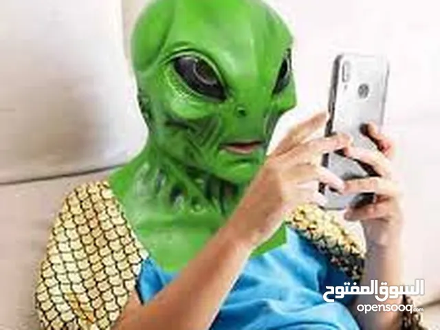 مقلب قناع الرأس و الرقبه تنكري تقمص الرجل الفضائي من الجلد المرن السميك يناسب جميع الاحجام و