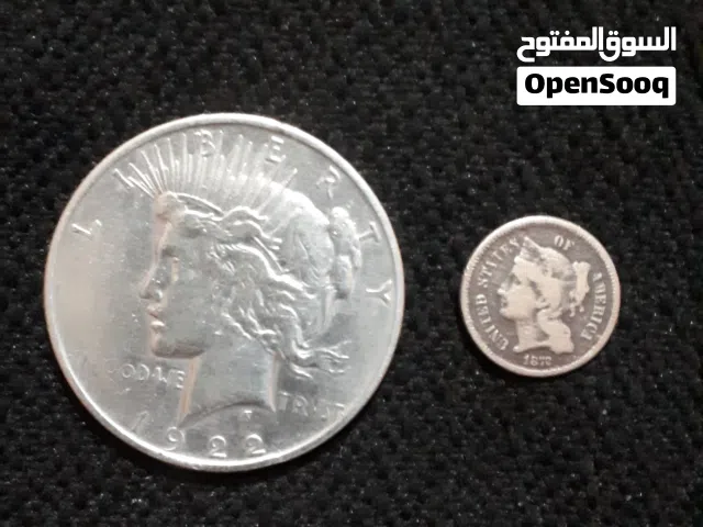 عمله دولار السلام الامريكي عام 1922  وعمله 3 سنت الامريكيه عام 1872 للبيع من النوادر