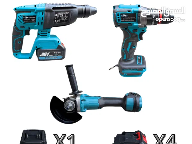 عدة أعمال منزلية ومهنية - طقم متكامل من 3 أدوات مع 4 بطاريات وشاحن من شركة SAPAT العالمية