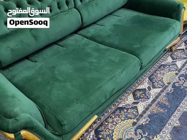 قنفات تركي ماركة 8 مقاعد سرير قلاب قنفات ضخمة كبيرة الحجم عدد2 مع كراسي عدد2 اللون (زيتوني و خردلي)