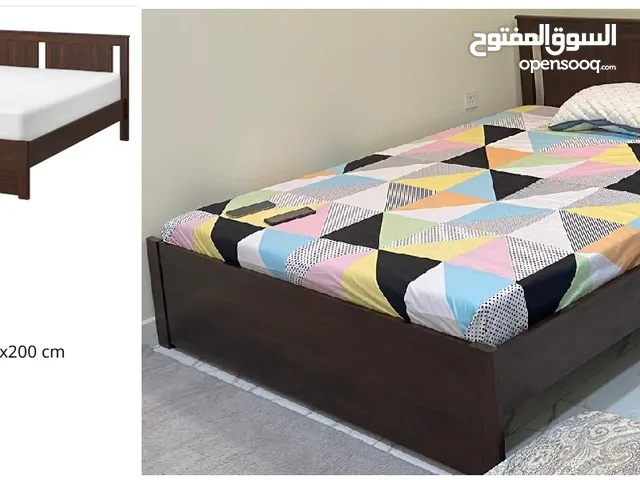 Ikea Bed frame, brown, 140x200 cm with mattress protector
