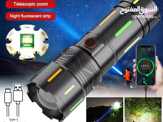 *كشاف يدوي مع خازن للتلفون يدعم الشحن السريع