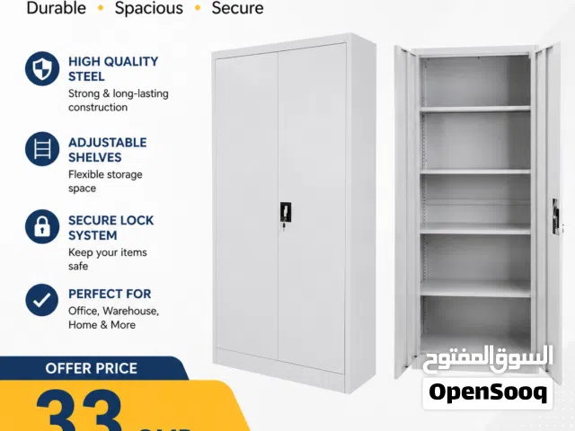 Heavy-Duty Steel Storage Cabinet with Lock – 2 Door Office Cupboard