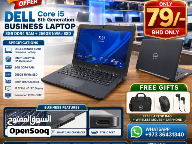 DELL 8th Generation Core i5 Business Laptop (Free Bag & Mouse) 8GB DDR4 RAM 256GB NVMe SSD
