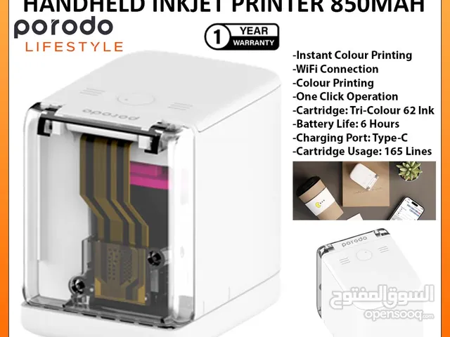Porodo Lifestyle Portable Mini Handheld Inkjet Printer 850mah LSMIPRT ll Brand-New ll