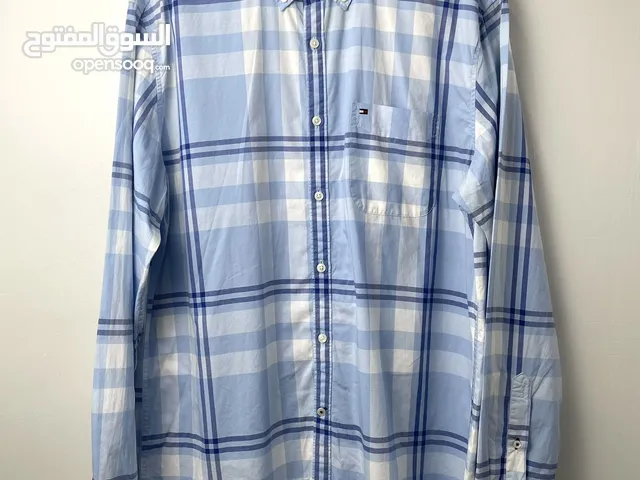 Tommy Hilfiger striped shirt (light blue, navy, white) – XL – New York fit –  Excellent condition.