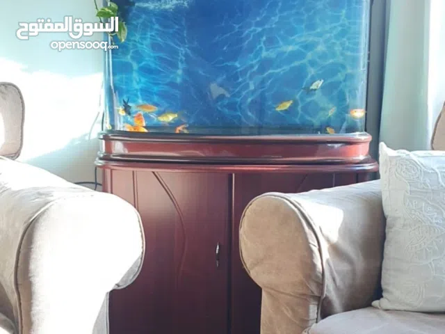 حوض سمك زجاجي خشبي كبير مع خزانة بابين واسعة للتخزين