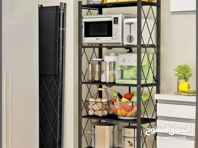 Heavy-Duty Foldable Kitchen Storage Rack with Wheels – 5-Tier Metal Organizer Shel