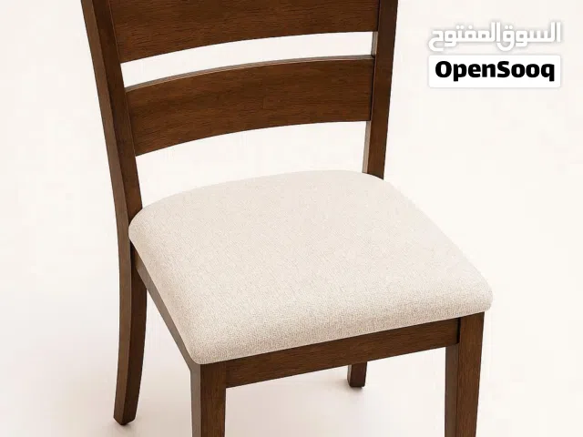 Stylish Dark Wood Dining Chair with Padded Beige Seat