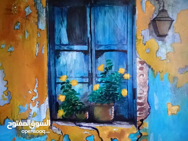 رسم زيتي علي قماش قطني