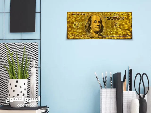 SPECIAL GOLD ALLOY COLOR COMBINATION US DOLLAR. WALL DECOR FOR HOME AND OFFICE. (Size: 26 x 62 cm.)