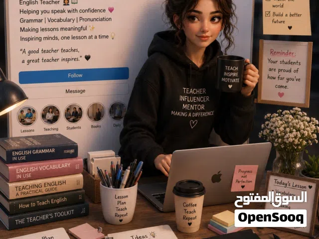 معلمة لغة انجليزيه و متابعة جميع المواد