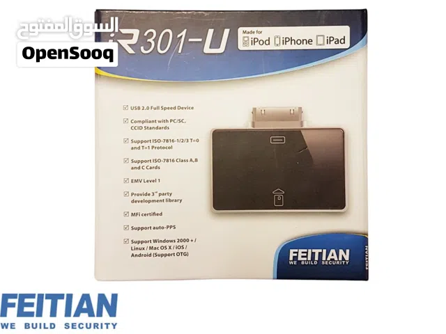 قارئ بطاقات ذكي FEITIAN iR301-U المصمم لأجهزة آبل. التوافق: معتمد من MFi، يعمل مع iPad، iPhone، و iP