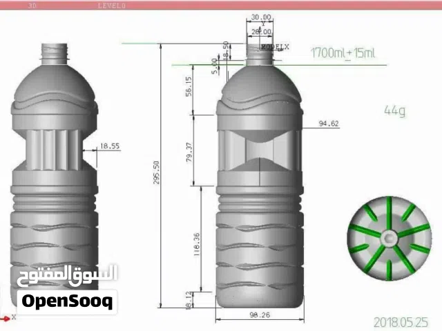 يوجد لدينا قوالب نفخ  1,7 لتر.   1,4 لتر  و 330 ملي  و750ملي