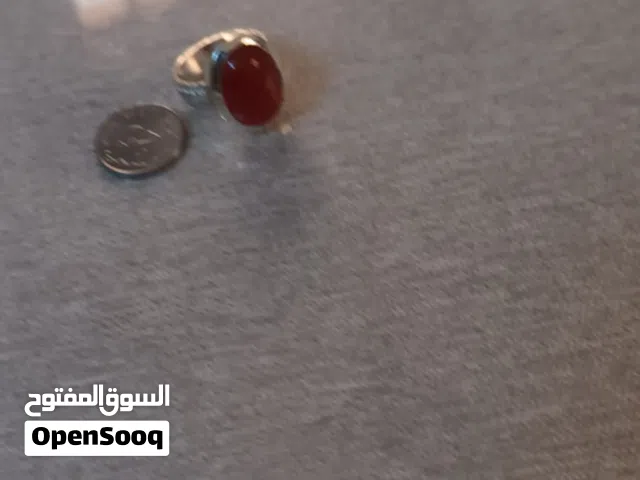 خاتم فضه صافي بحجر العقيق اليماني اصلي