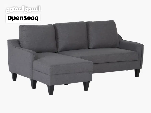 3-seater Grey Fabric L-shaped Sofa Bed