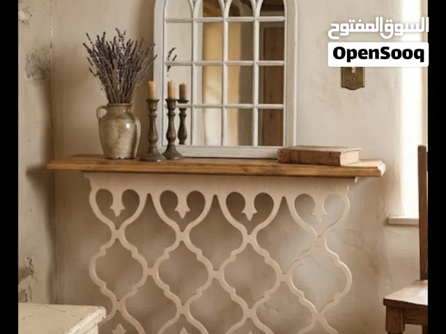 كونسول خشب طبيعي مع مرايه