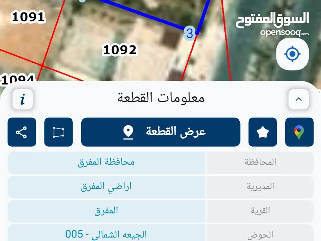 قطعة أرض داخل مدينة المفرق حي الأميرة عالية على شارع 30 م صايدين قوشان مستقل من المالك مباشرة