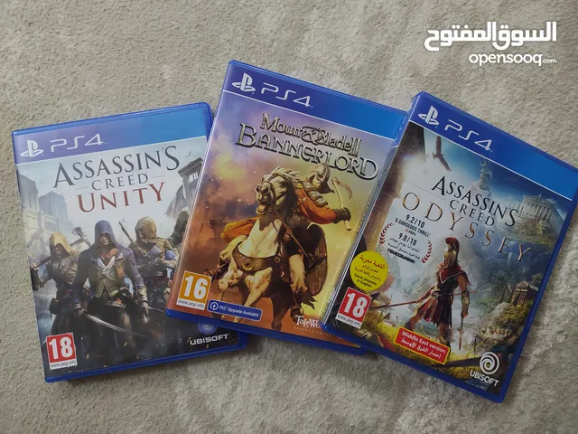 two assassin's creed game and one mount and bladell game