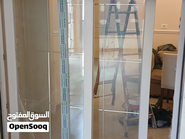 باب Pvc لون بيج دبل زجاج كامل بسارينتي والصندوق للبيع