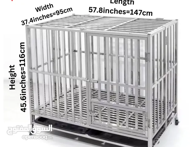 Stainless Steel Dog Cage 57.8inches. قفص الفولاذ للكلاب الكبيرة