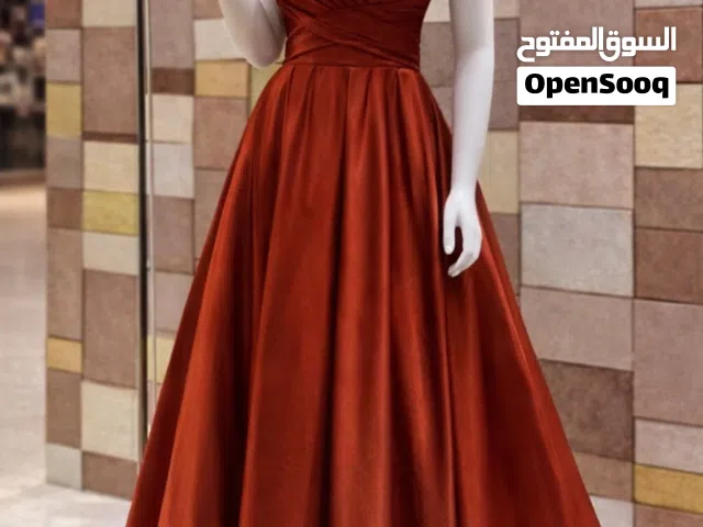 فستان سهره برتقالي نحاسي طويل