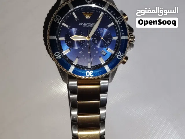 ساعة آمبريو آرمني عقارب بطارية 100 متر تحت الماء جديدة جدا