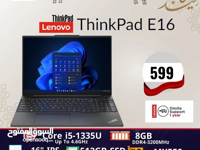 laptop lenovo thinkpad E16 Ci5-13 MX550  لابتوب لينوفو ثنك باد كور اي 5 الجيل الثالث